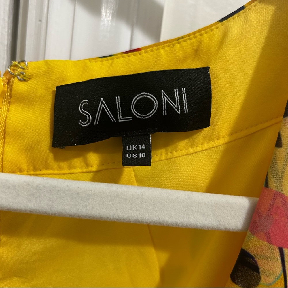 SALONI Amy Dress in Lemon Garden Fit and Flare Mini Dress US Size 10 - Picture 6 of 8